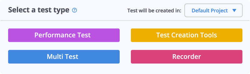 BlazeMeter select test type screenshot.