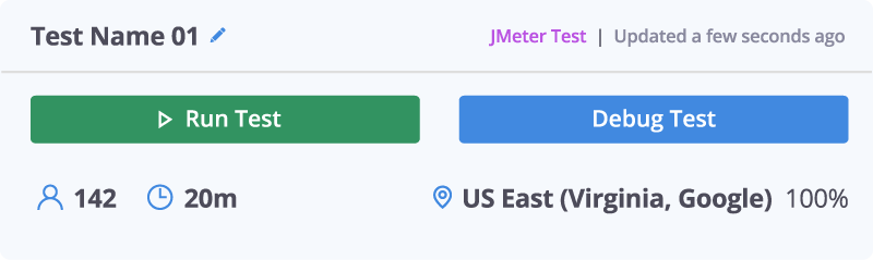 BlazeMeter test run screenshot.