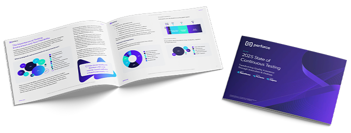 3d mockup of the cover and interior of the 2025 State of Continuous Testing Report