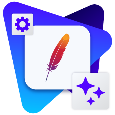 A colorful feather with red, orange, and purple hues against a light background.