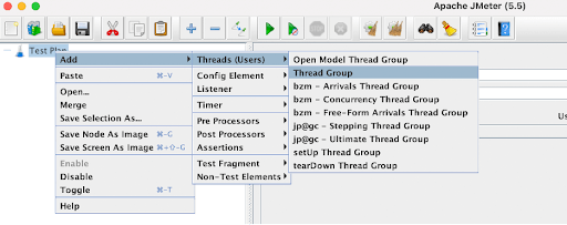 Add thread group to JMeter