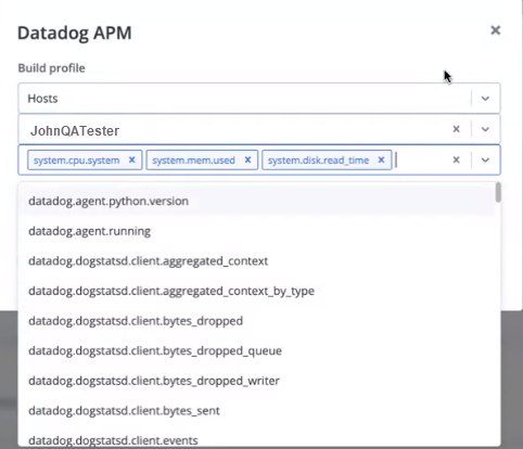 Select metrics and scope