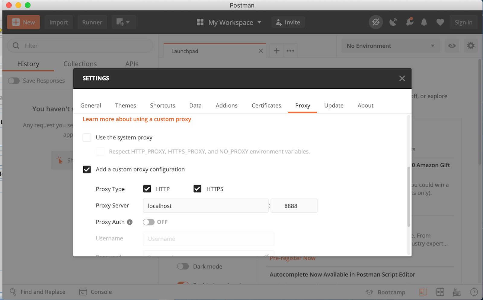 Configure Postman for JMeter.